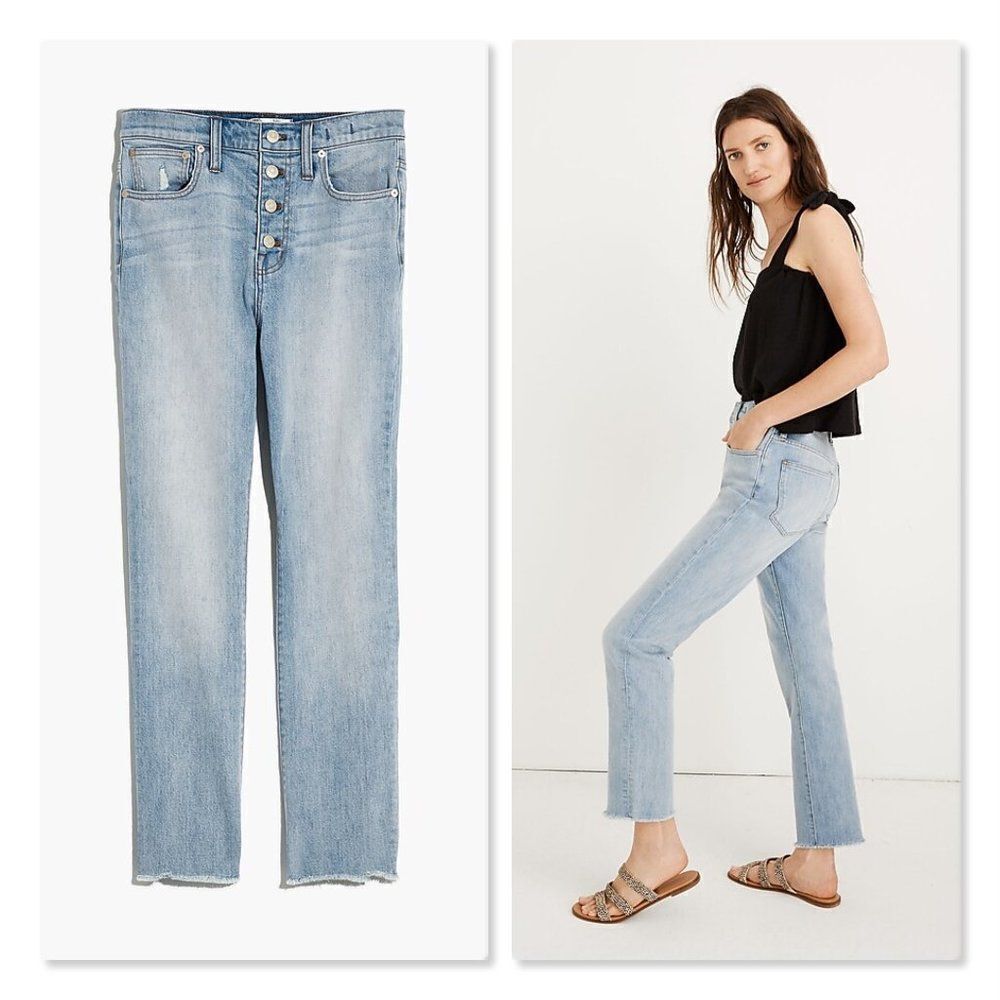 🔆 MADEWELL 🔆 The High-Rise Slim Button Front Boyfriend Jean - [size 27x26] - Picture 2 of 14